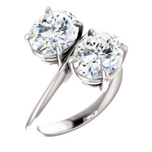 Cubic Zirconia Engagement Ring- The Patti (Customizable Oval Cut 2-stone Bypass Style)