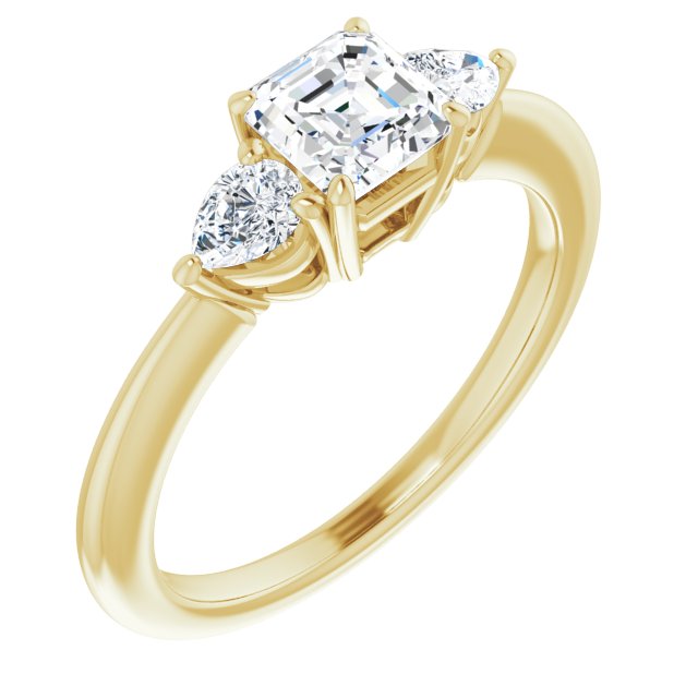 10K Yellow Gold Customizable 3-stone Asscher Style with Pear Accents