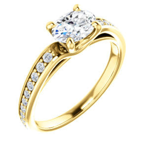 Cubic Zirconia Engagement Ring- The Sashalle (Customizable Cathedral-Raised Oval Cut Design with Tapered Pavé Band)