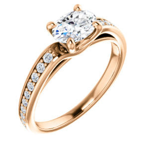 CZ Wedding Set, featuring The Sashalle engagement ring (Customizable Cathedral-Raised Oval Cut Design with Tapered Pavé Band)