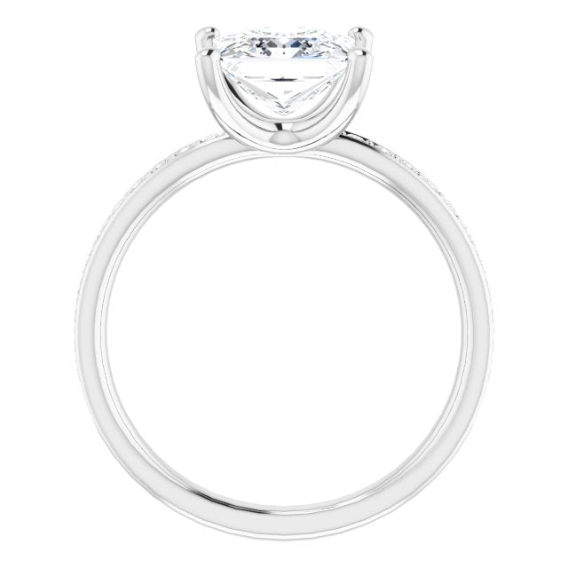 Cubic Zirconia Engagement Ring- The Helena (Customizable Classic Prong-set Princess/Square Cut Design with Shared Prong Band)