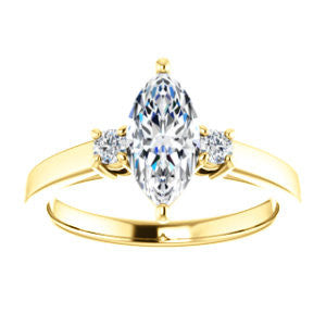 Cubic Zirconia Engagement Ring- The Jacqueline (Customizable Marquise Cut 3-stone with Thin Band and Dual Round Prong Accents)