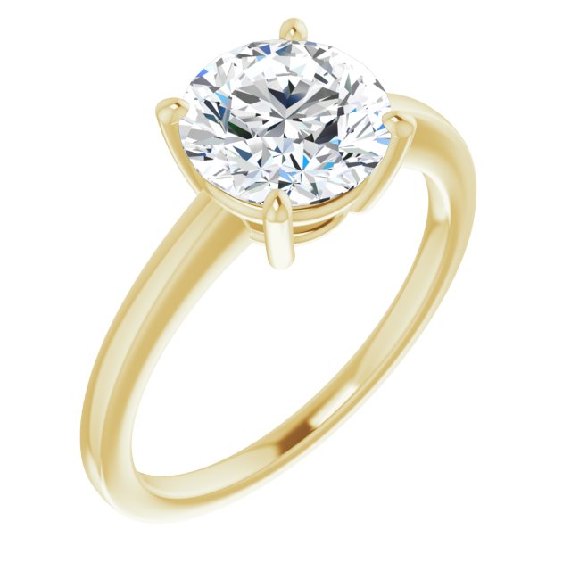 18K Yellow Gold Customizable Bowl-Prongs Round Cut Solitaire with Thin Band