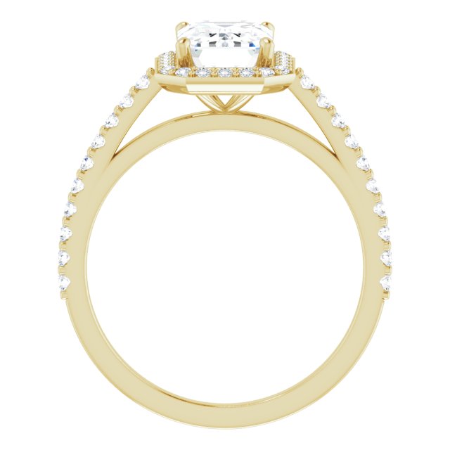 Cubic Zirconia Engagement Ring- The Catherine Lea (Customizable Radiant Cut Design with Halo and Thin Pavé Band)