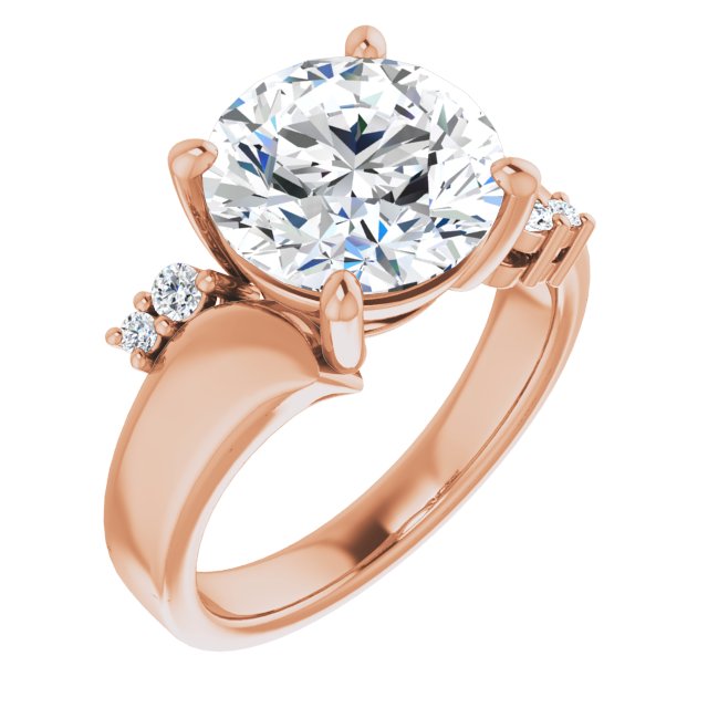 10K Rose Gold Customizable 5-stone Round Cut Style featuring Artisan Bypass