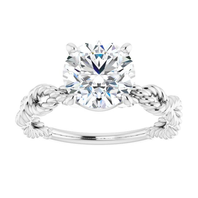 Cubic Zirconia Engagement Ring- The Jazzlyn (Customizable Round Cut Solitaire with Infinity-inspired Twisting-Rope Split Band)
