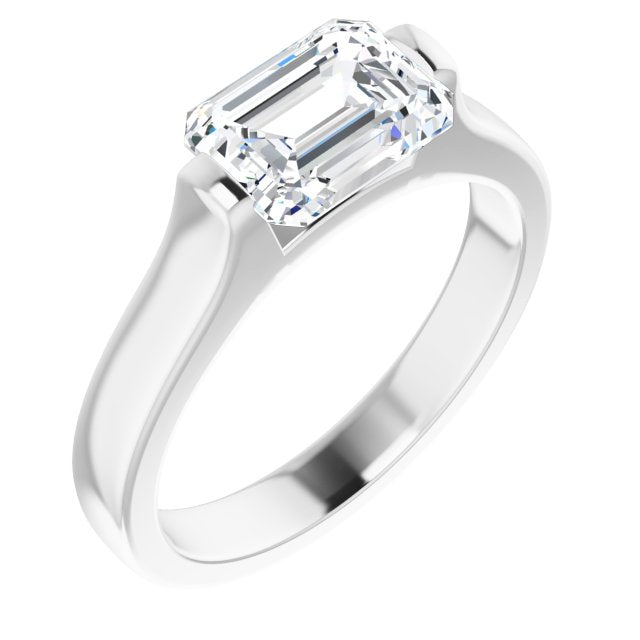 Cubic Zirconia Engagement Ring- The Jiàn (Customizable Bar-set Radiant Cut Solitaire)