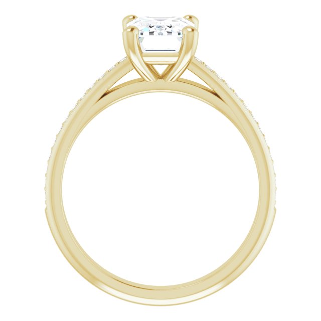 Cubic Zirconia Engagement Ring- The Ahimsa (Customizable Cathedral-set Radiant Cut Style with Shared Prong Band)