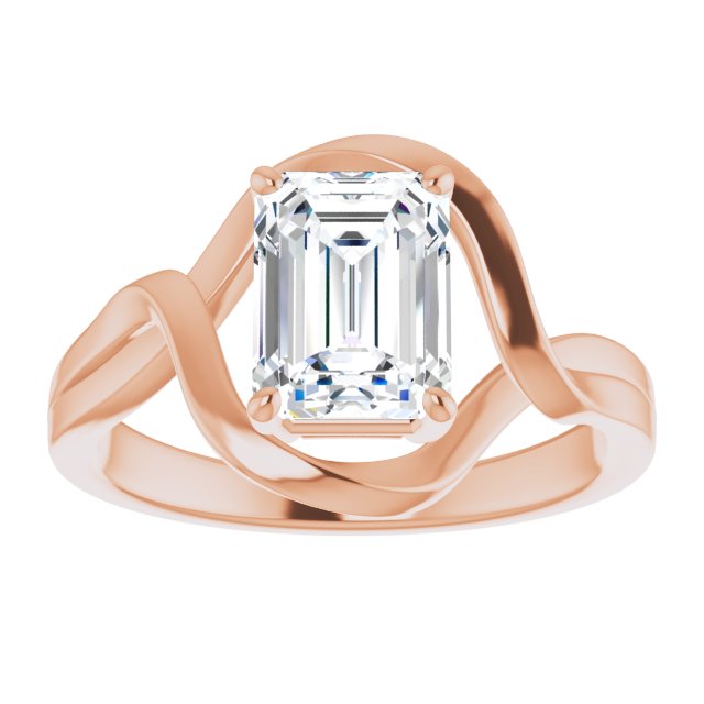 Cubic Zirconia Engagement Ring- The Helene (Customizable Radiant Cut Hurricane-inspired Bypass Solitaire)
