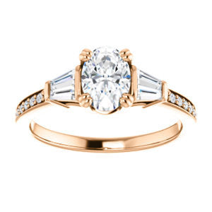 Cubic Zirconia Engagement Ring- The Hazel Rae (Customizable Oval Cut Design with Quad Baguette Accents and Pavé Band)