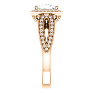 Cubic Zirconia Engagement Ring- The Jordyn Elitza (Customizable Halo-Style Princess Cut with Twisting Pavé Split-Shank)