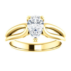 Cubic Zirconia Engagement Ring- The Jan (Customizable Pear Cut Thick-Split Band Solitaire)