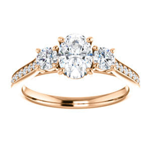 CZ Wedding Set, featuring The Tess engagement ring (Customizable Oval Cut Trellis-Enhanced Bridge Setting with Semi-Pavé Band)