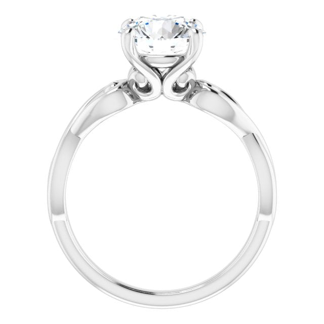 Cubic Zirconia Engagement Ring- The Eleonora (Customizable Round Cut Solitaire Design with Tapered Infinity-symbol Split-band)