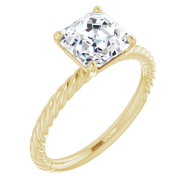 Cubic Zirconia Engagement Ring- The Donna Lea (Customizable Asscher Cut Solitaire featuring Braided Rope Band)