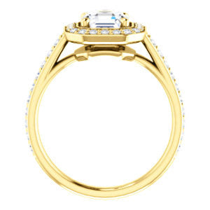 Cubic Zirconia Engagement Ring- The Margie Mae (Customizable Asscher Cut Halo-Style with Pavé Band)