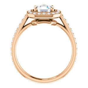 Cubic Zirconia Engagement Ring- The Margie Mae (Customizable Asscher Cut Halo-Style with Pavé Band)