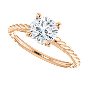 Cubic Zirconia Engagement Ring- The Lolita (Customizable Round Cut Style with Braided Metal Band and Round Bezel Peekaboo Accents)