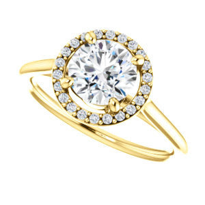 Cubic Zirconia Engagement Ring- The Patrice (Customizable Cathedral-Halo Round Cut with Thin Band)