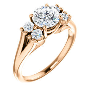 Cubic Zirconia Engagement Ring- The Bianca (Customizable 5-stone Cluster Style with Round Cut Center)