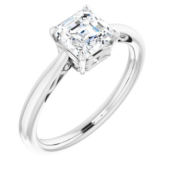 10K White Gold Customizable Asscher Cut Solitaire with 'Incomplete' Decorations