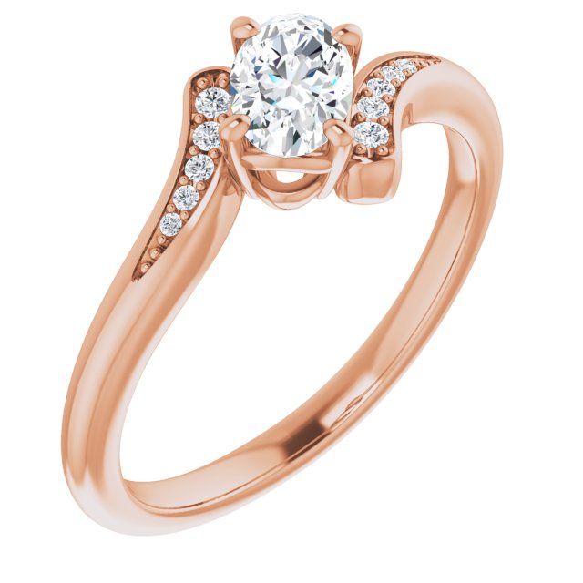 10K Rose Gold Customizable 11-stone Oval Cut Design with Bypass Channel Accents