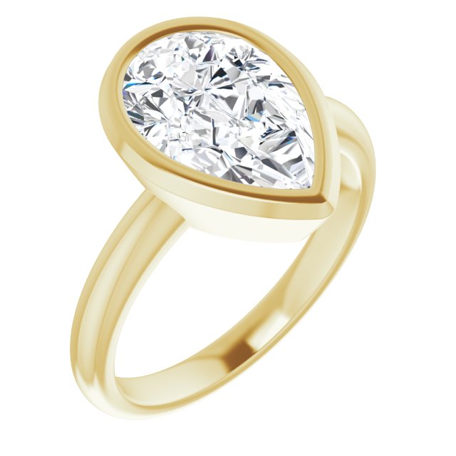 10K Yellow Gold Customizable Bezel-set Pear Cut Solitaire with Thin Band