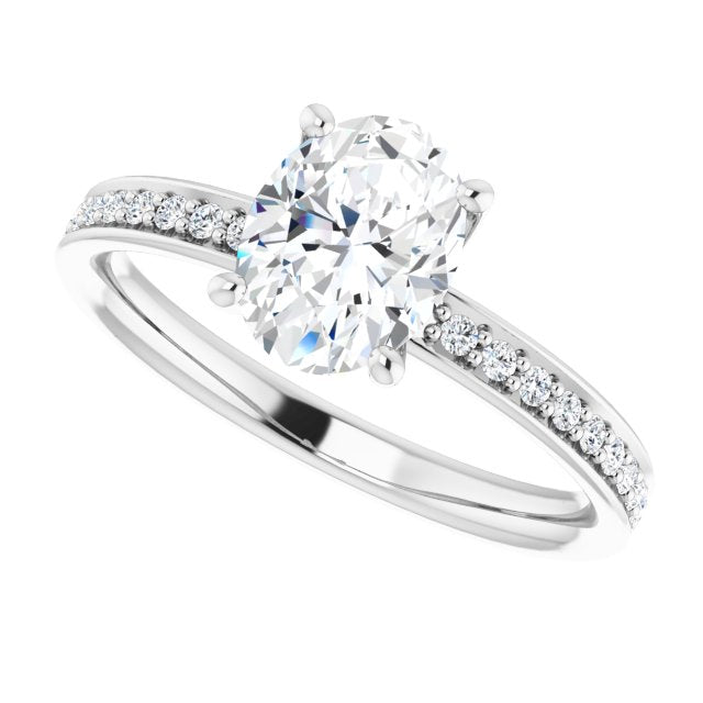 Cubic Zirconia Engagement Ring- The Helena (Customizable Classic Prong-set Oval Cut Design with Shared Prong Band)