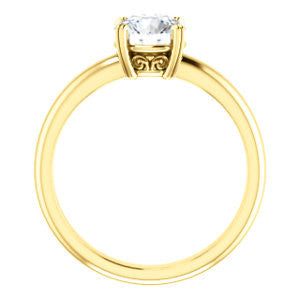 Cubic Zirconia Engagement Ring- The Marie Rosalind (Customizable Round Cut Solitaire with Tooled Trellis Design)