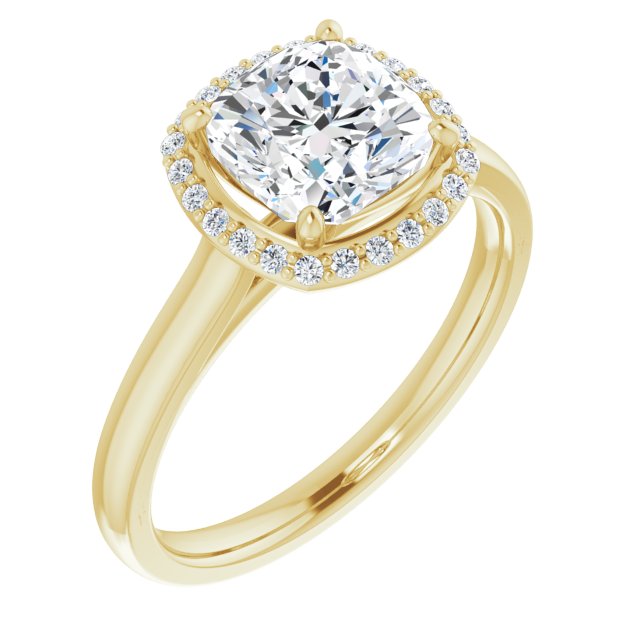 Cubic Zirconia Engagement Ring- The Amber (Customizable Halo-Styled Cathedral Cushion Cut Design)