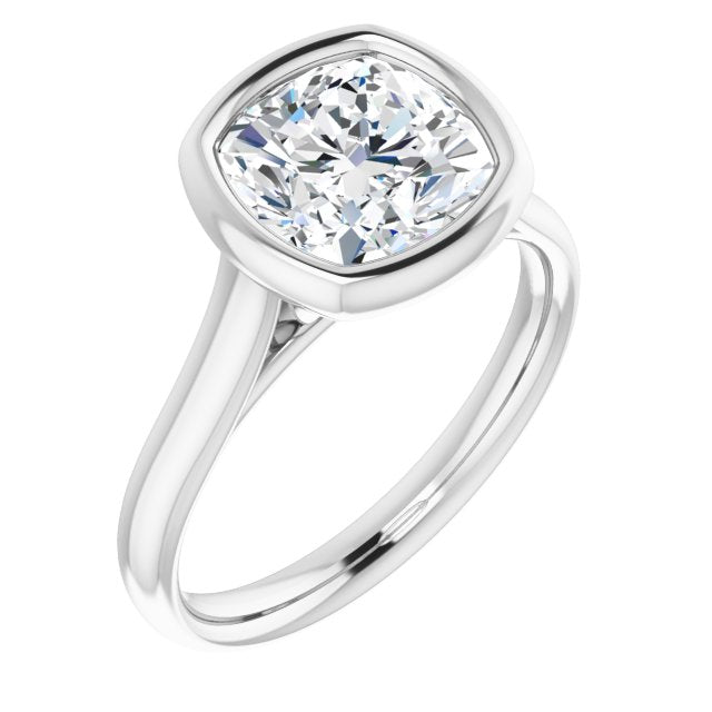 10K White Gold Customizable Cathedral-Bezel Cushion Cut Solitaire