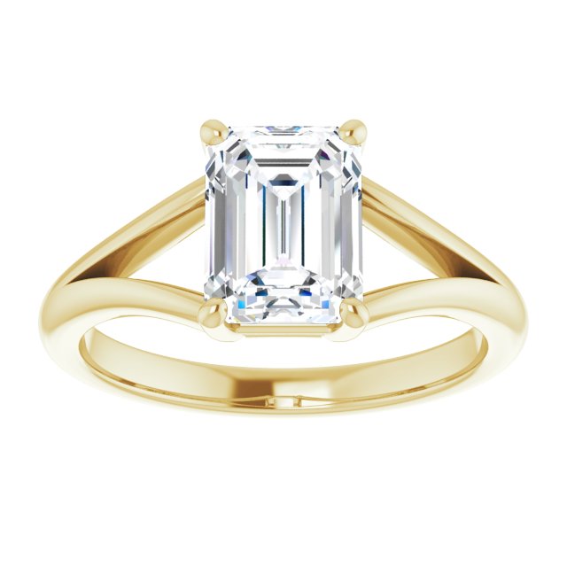 Cubic Zirconia Engagement Ring- The Ning (Customizable Radiant Cut Solitaire with Tapered Split Band)