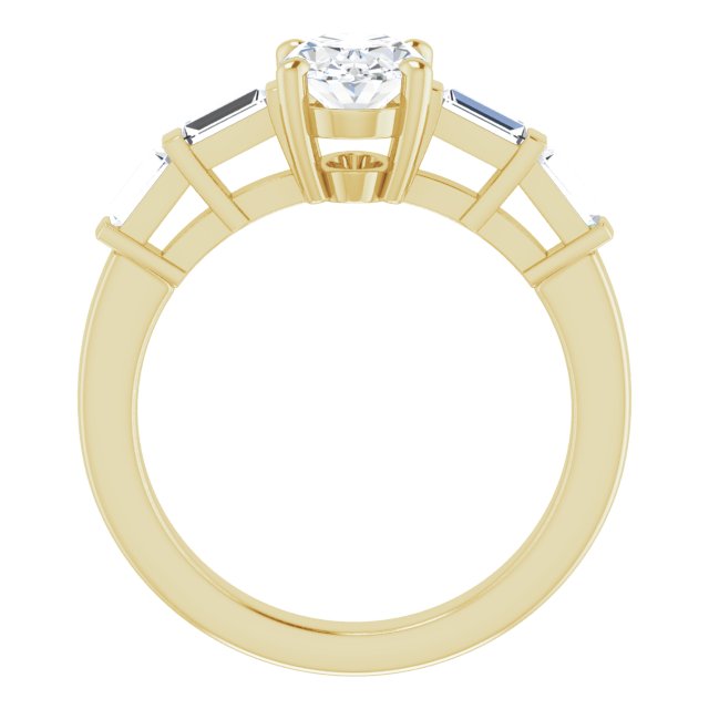 Cubic Zirconia Engagement Ring- The Bodhi (Customizable 9-stone Design with Oval Cut Center and Round Bezel Accents)