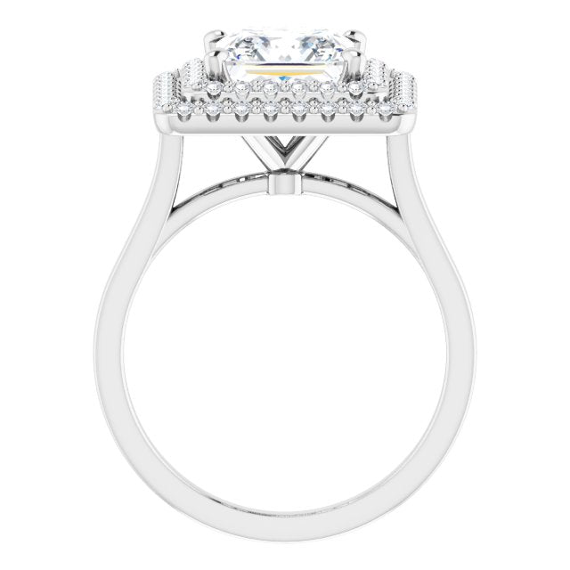 Cubic Zirconia Engagement Ring- The Giuliana (Customizable Cathedral-set Princess/Square Cut Design with Double Halo)