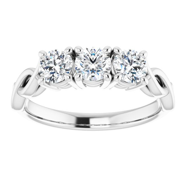 Cubic Zirconia Engagement Ring- The Maria José (Customizable Triple Round Cut Design with Twisting Infinity Split Band)