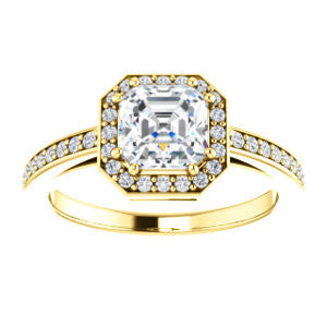 Cubic Zirconia Engagement Ring- The Kira (Customizable Cathedral-Halo Asscher Cut Design with Thin Pavé Band)