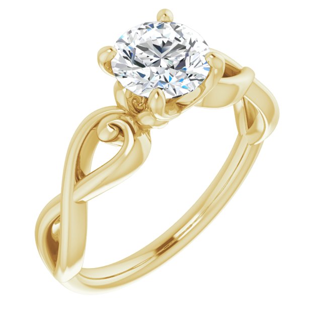 10K Yellow Gold Customizable Round Cut Solitaire Design with Tapered Infinity-symbol Split-band