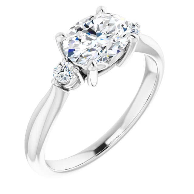 Cubic Zirconia Engagement Ring- The Amariah (Customizable 3-stone Oval Cut Design with Twin Petite Round Accents)