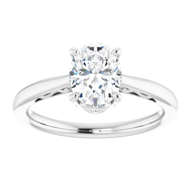 Cubic Zirconia Engagement Ring- The Abbey Ro (Customizable Oval Cut Solitaire with 'Incomplete' Decorations)