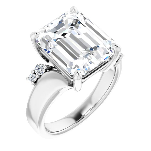 10K White Gold Customizable 5-stone Emerald/Radiant Cut Style featuring Artisan Bypass