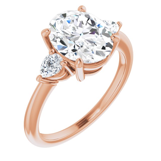 10K Rose Gold Customizable 3-stone Oval Style with Pear Accents