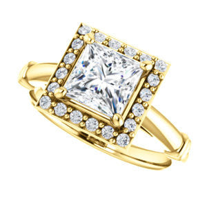 Cubic Zirconia Engagement Ring- The Lianna (Customizable Halo-Style Princess Cut Design)