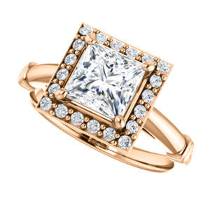 Cubic Zirconia Engagement Ring- The Lianna (Customizable Halo-Style Princess Cut Design)