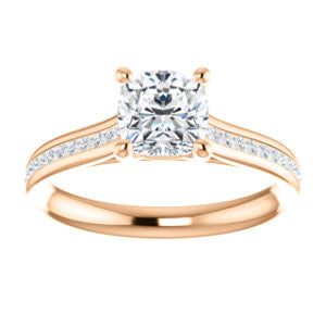 Cubic Zirconia Engagement Ring- The Rosario (Customizable Cushion Cut Cathedral Setting with 3/4 Pavé Band)