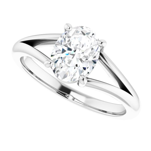 Cubic Zirconia Engagement Ring- The Ning (Customizable Oval Cut Solitaire with Tapered Split Band)