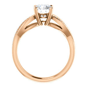 CZ Wedding Set, featuring The Louisa engagement ring (Customizable Round Cut Design with Twisting Split Pavé Band and Underhalo Accents)