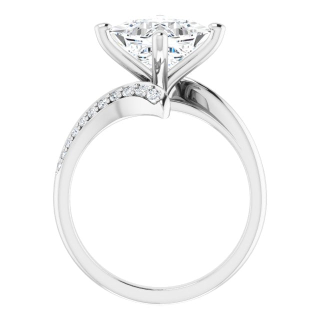 Cubic Zirconia Engagement Ring- The Cassy Anya (Customizable Princess/Square Cut Style with Artisan Bypass and Shared Prong Band)