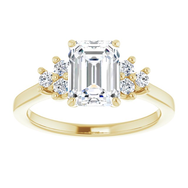Cubic Zirconia Engagement Ring- The Gwendolyn (Customizable Emerald Cut 7-stone Prong-Set Design)