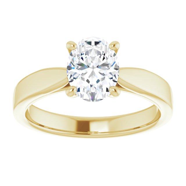 Cubic Zirconia Engagement Ring- The Eden (Customizable Oval Cut Cathedral Solitaire with Wide Tapered Band)