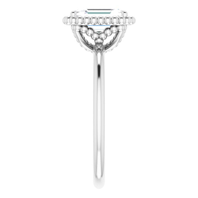 Cubic Zirconia Engagement Ring- The Jubilee (Customizable Radiant Cut Solitaire with Beaded Metallic Milgrain)